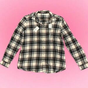 Classic Super Soft Plaid Men's Flannel Shirt - Black and White